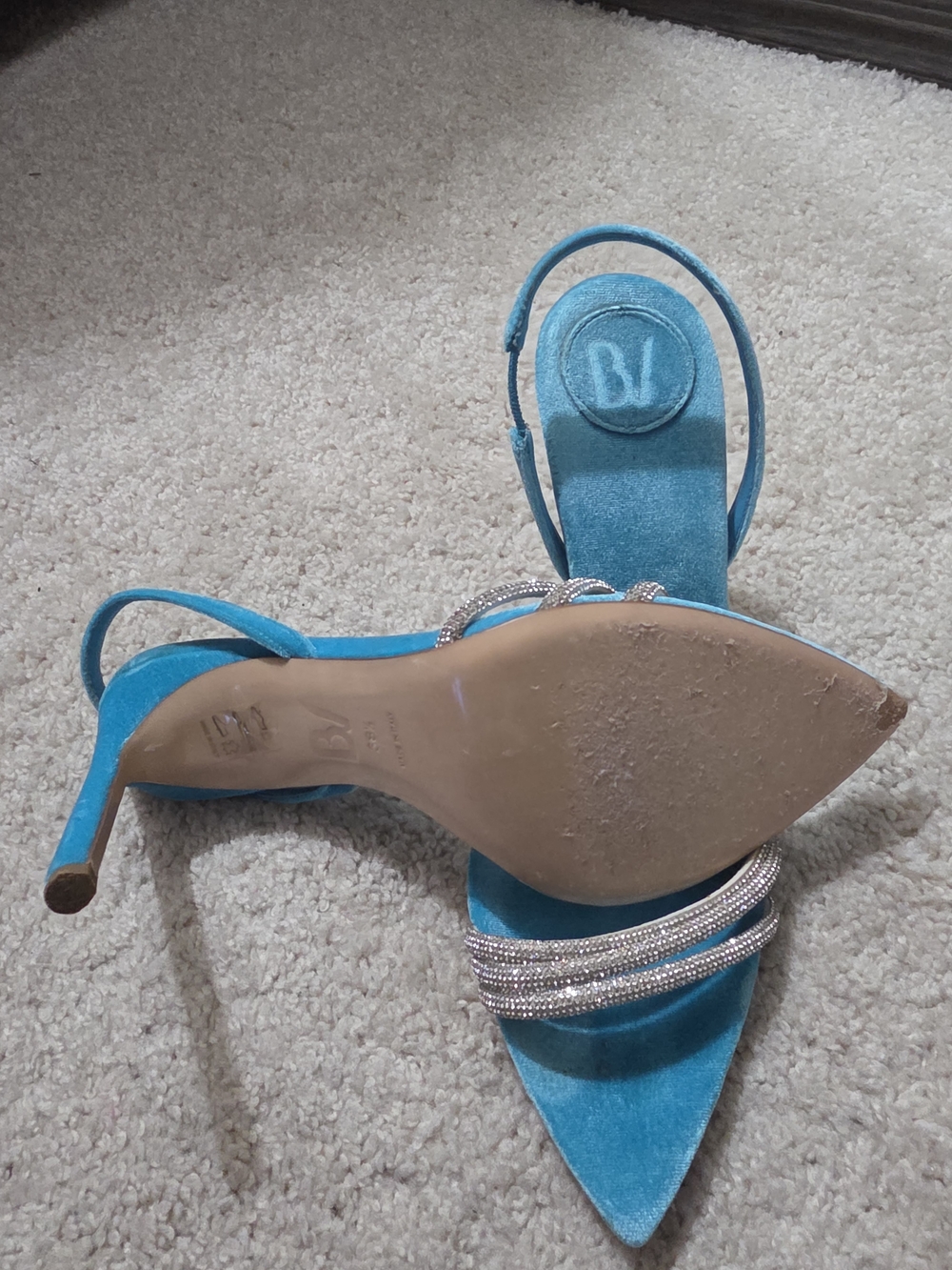 BETTINA VERMILLON Women's Slingback Heeled Sandals with Rhinestone Straps - Picture 4 of 4